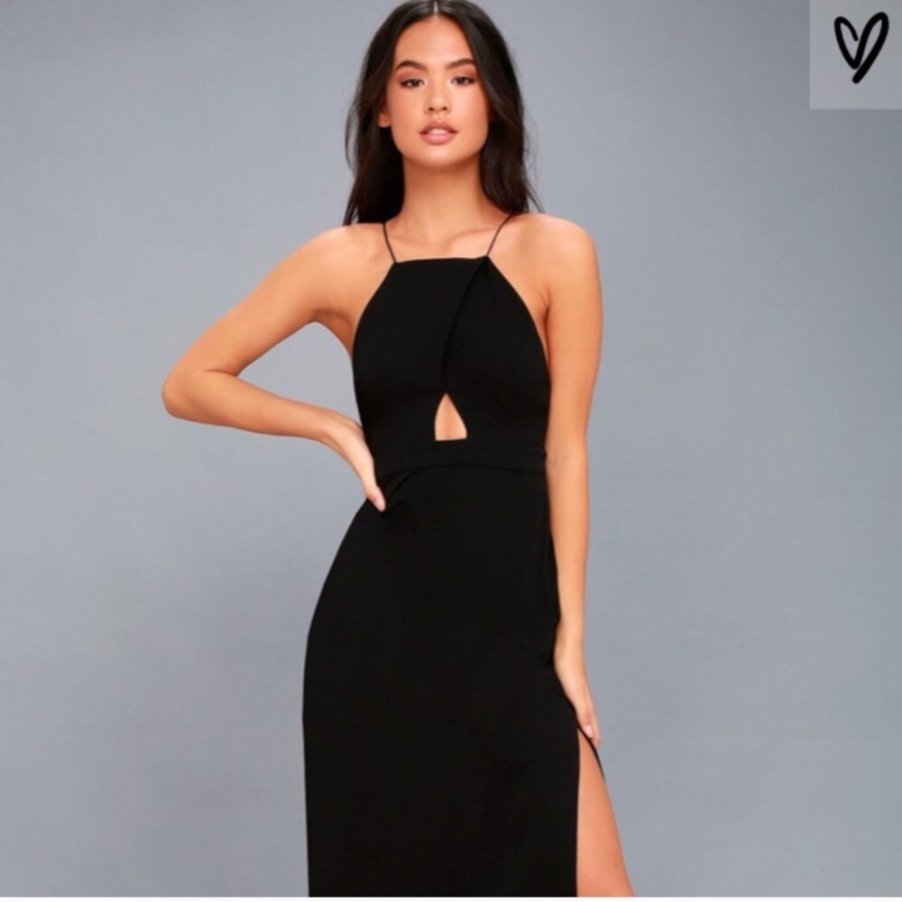 NWT Lulu’s Black Tavik Sloan Maxi Dress w/ Cutout